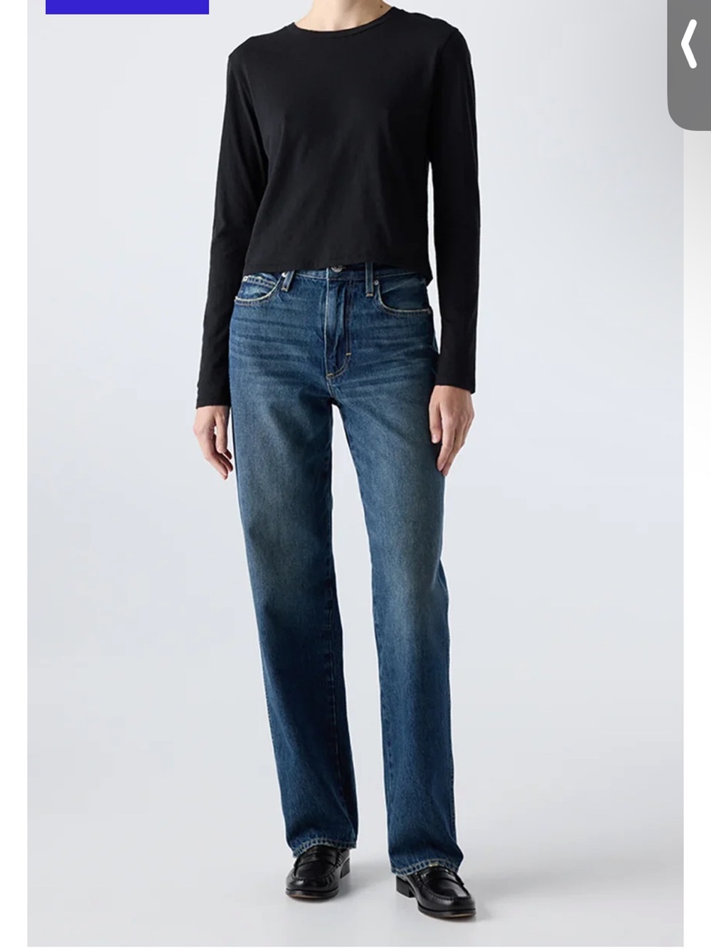 AMO Women's Straight-Leg Jeans in Dark Blue Wash; worn once.